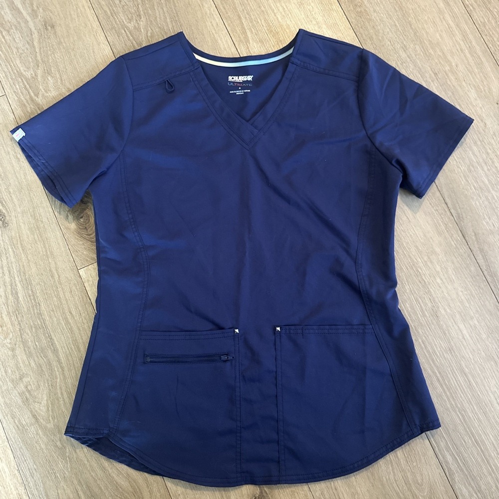 Scrubstar Ultimate Scrub Top Womens Medium Navy Blue‎ Active Stretch Medical
